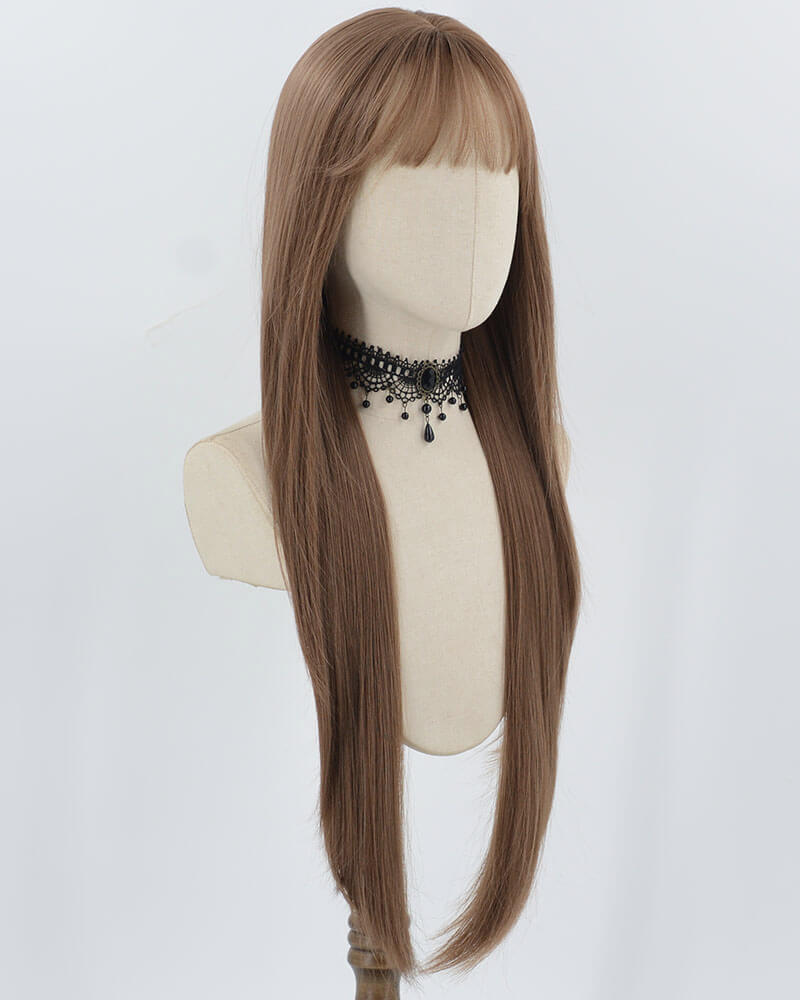 32inch Long Brown Synthetic Wig HW661