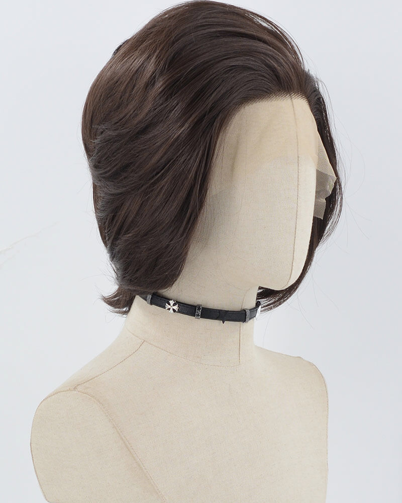 Brown Short Synthetic Lace Front Men's Wig MW004