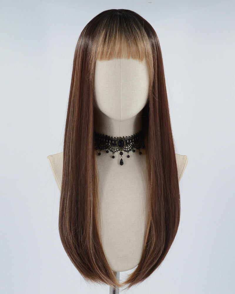 Brown Long Straight Synthetic Wig HW285