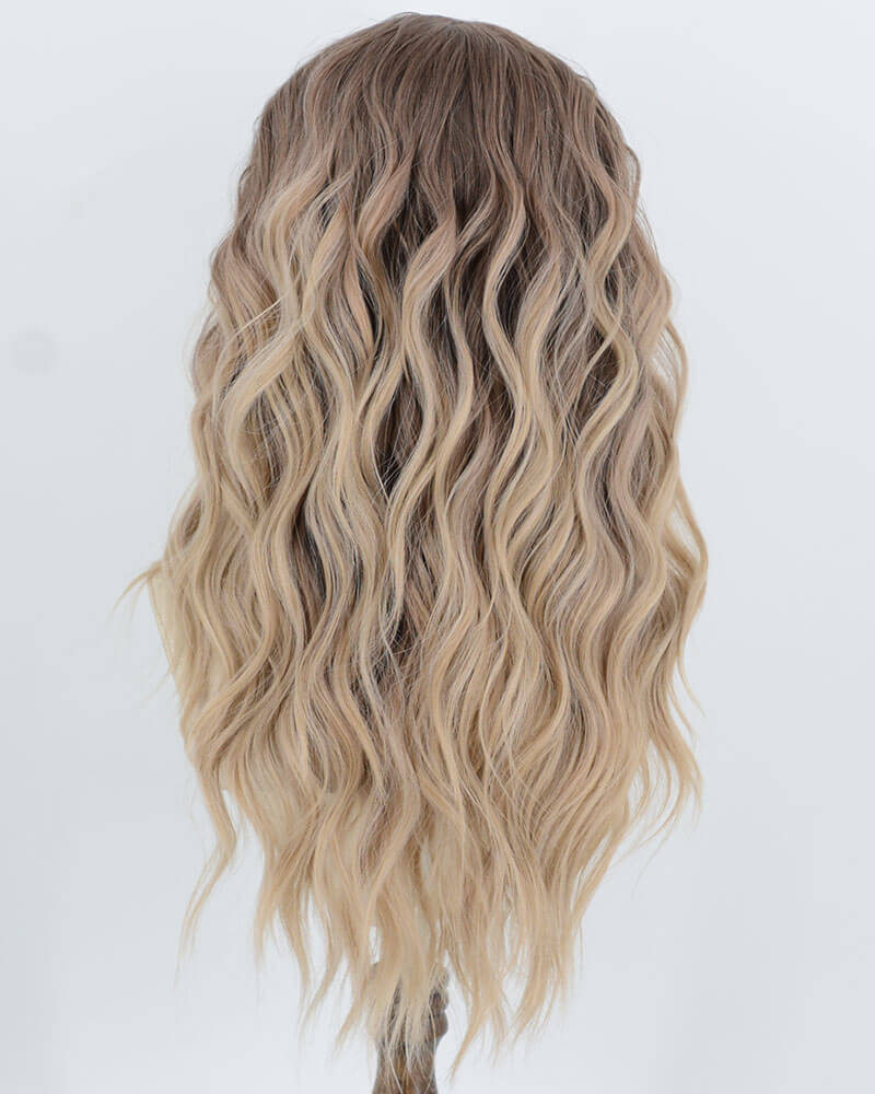 Brown Ombre Blonde Curly Synthetic Lace Front Wig WW1054