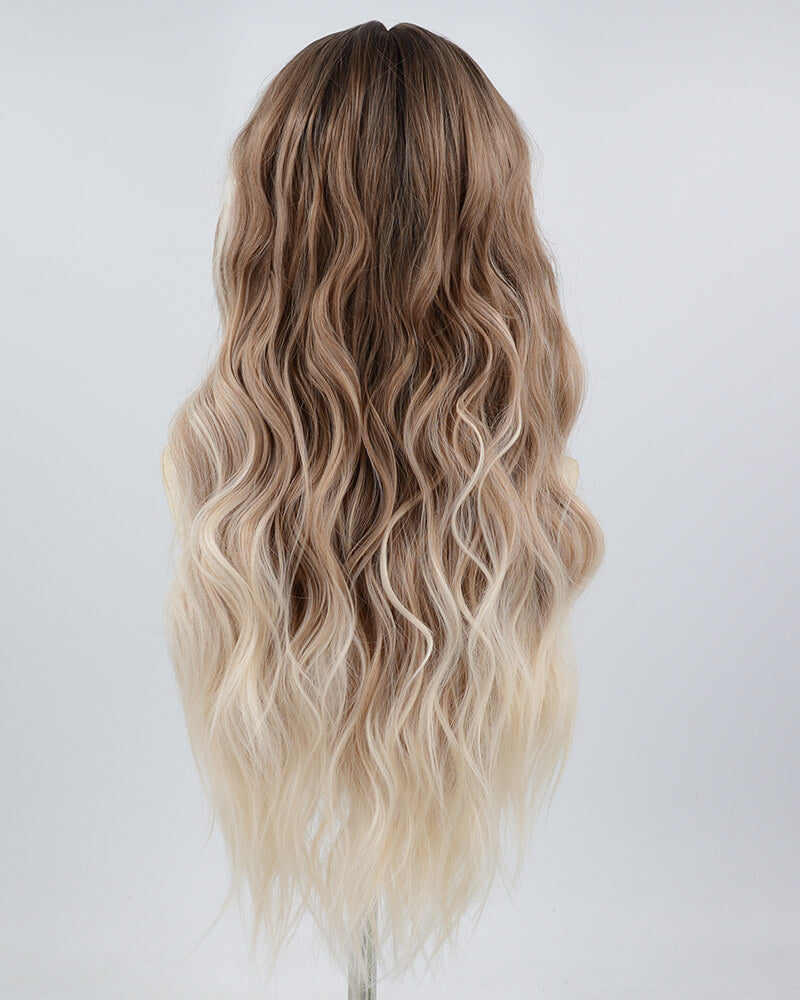 Brown Ombre Blonde Long Wavy Synthetic Lace Front Wig WW651