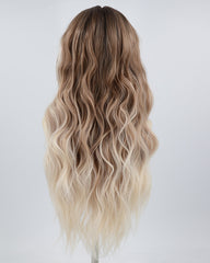 Brown Ombre Blonde Long Wavy Synthetic Lace Front Wig WW651