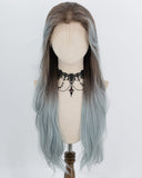 Brown Ombre Grey Green Synthetic Lace Front Wig WW1065
