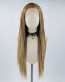 Long Straight Brown Ombre Synthetic Lace Front Wig WW529