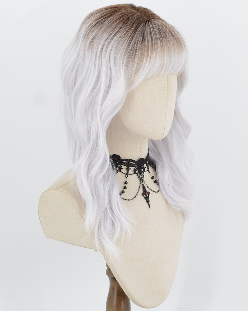 Brown Ombre Silver Curly Synthetic Wig HW859