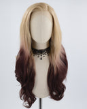 Brown Ombre Wine Red Synthetic Lace Front Wig WW618