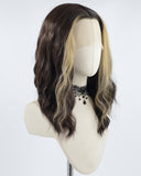 Brown Skunk Stripe Black Short Synthetic Lace Front Wig WW545