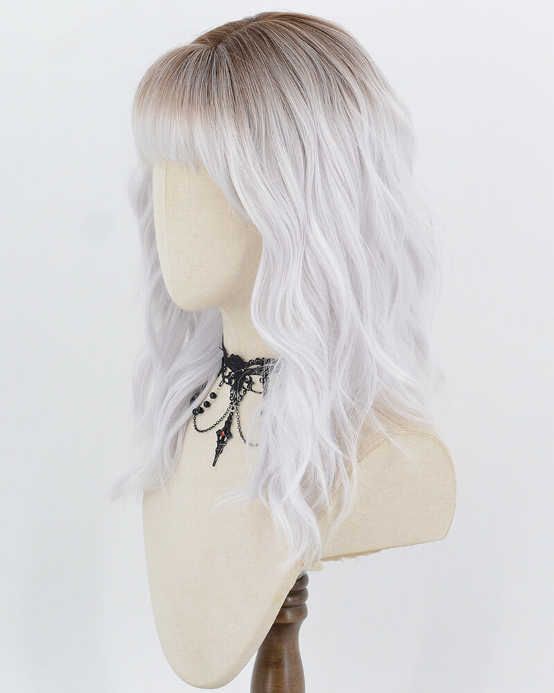 Brown Ombre Silver Curly Synthetic Wig HW859