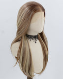 13*6 Brown Ombre Blonde Skunk Stripe Synthetic Lace Front Wig WW995