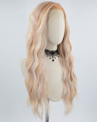 Blonde White Highlights Curly Synthetic Lace Front Wig WW637
