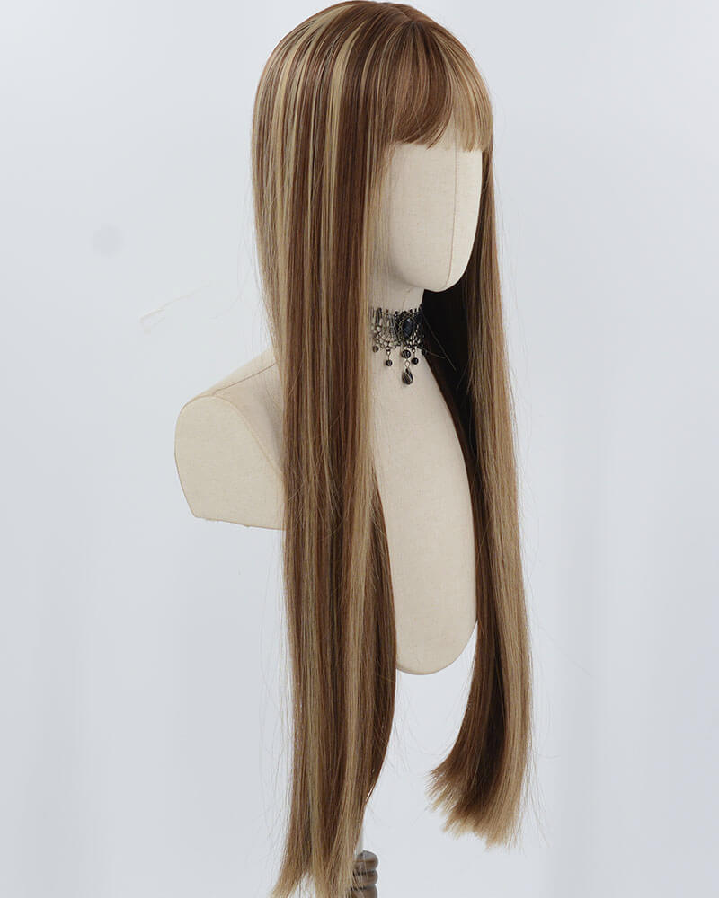 Brown Strunk Stripe Long Straight Synthetic Wig HW642