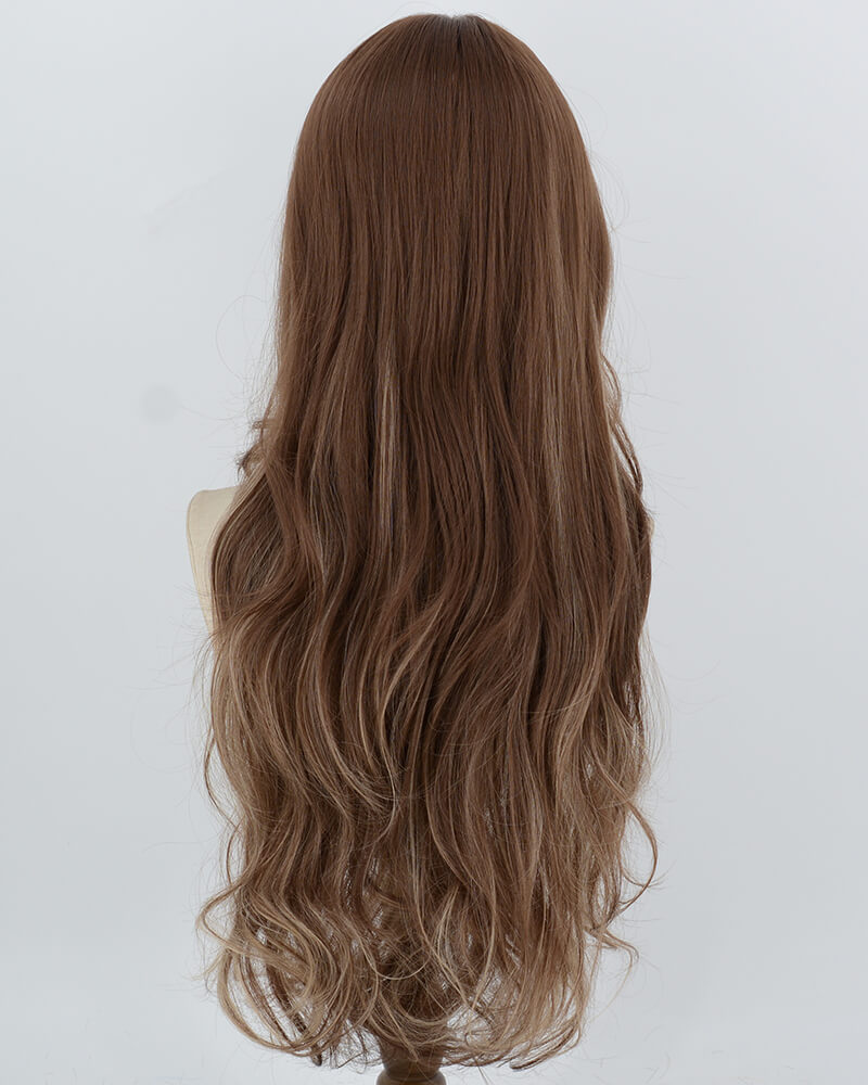 Brown Highlights Blonde Long Wavy Synthetic Wig HW850