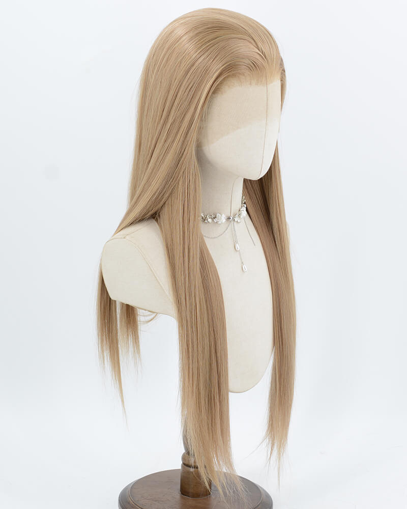 Long Straight Blonde Brown Synthetic Lace Front Wig WW1048