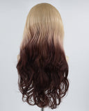 Brown Ombre Wine Red Synthetic Lace Front Wig WW618