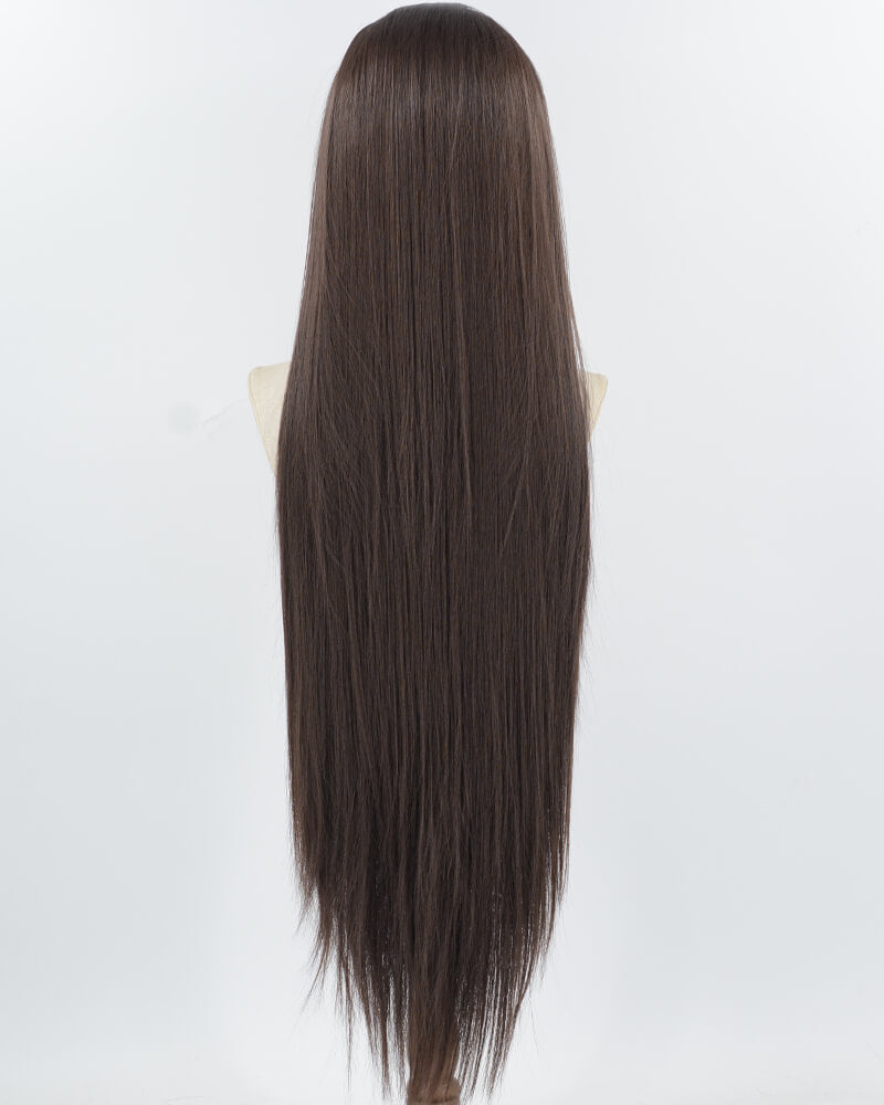 30Inch Long Dark Brown Synthetic Lace Front Wig WW964