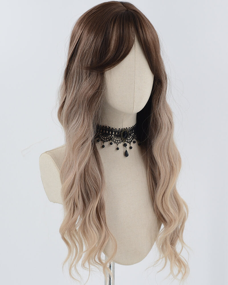 Black Ombre Brown Curly Synthetic Wig HW575
