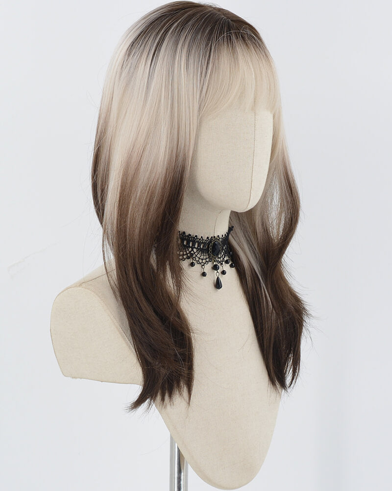 Brown Ombre Grey Blonde Synthetic Wig HW591