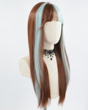 Brown Green Synthetic Wig HW450