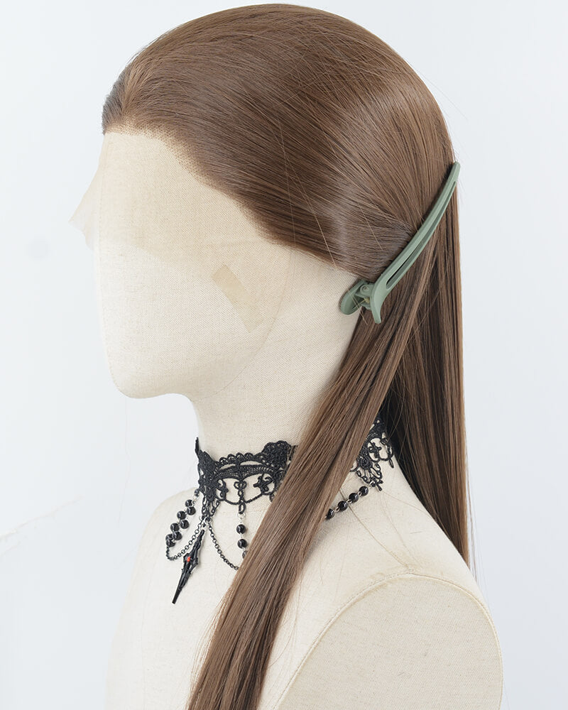 30Inch Long Brown Synthetic Lace Front Wig WW963