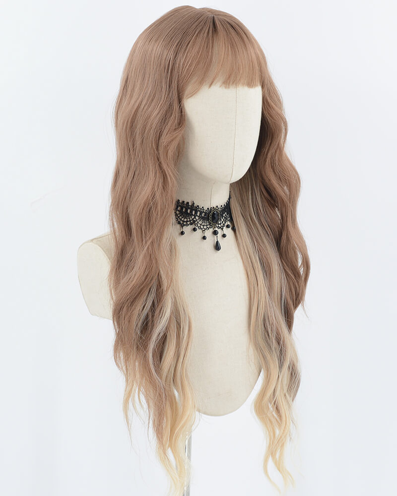 Brown Ombre Blonde Curly Synthetic Wig HW487