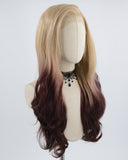 Brown Ombre Wine Red Synthetic Lace Front Wig WW618