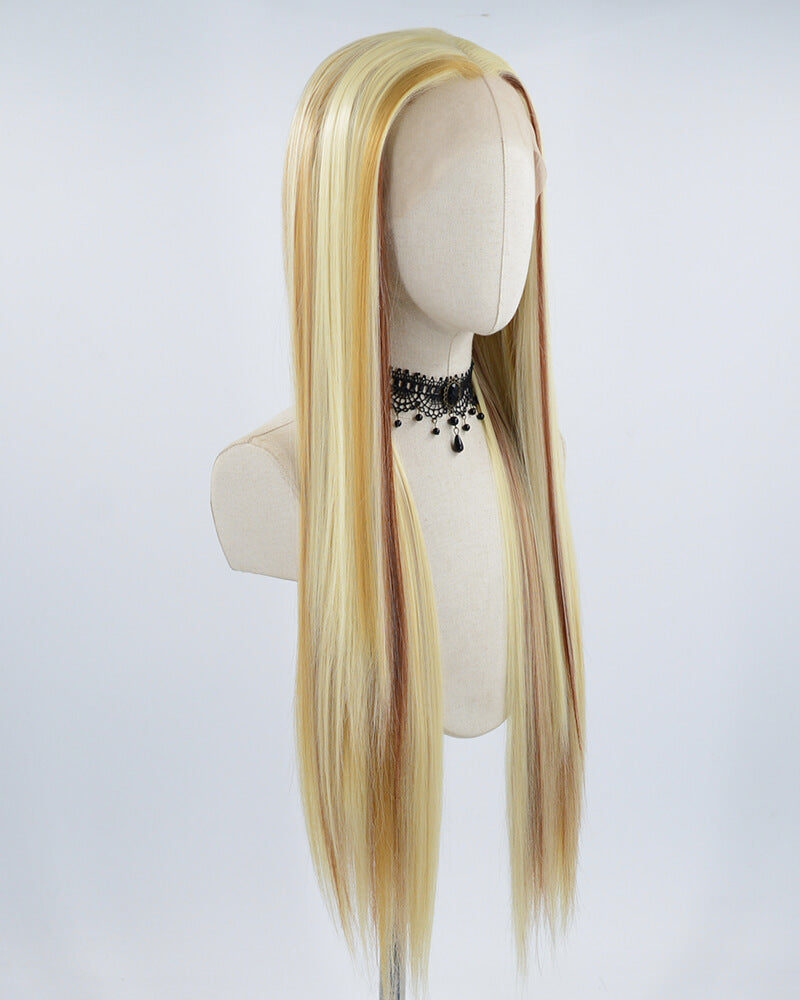Blonde Highlights Brown Synthetic Lace Front Wig WW555