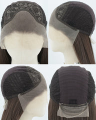 35inch Long Black Yaki Straight Synthetic Lace Front Wig WT157