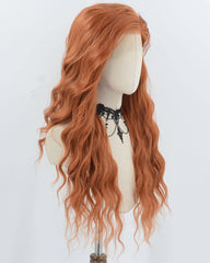 Copper Red Curly Synthetic Lace Front Wig WW976