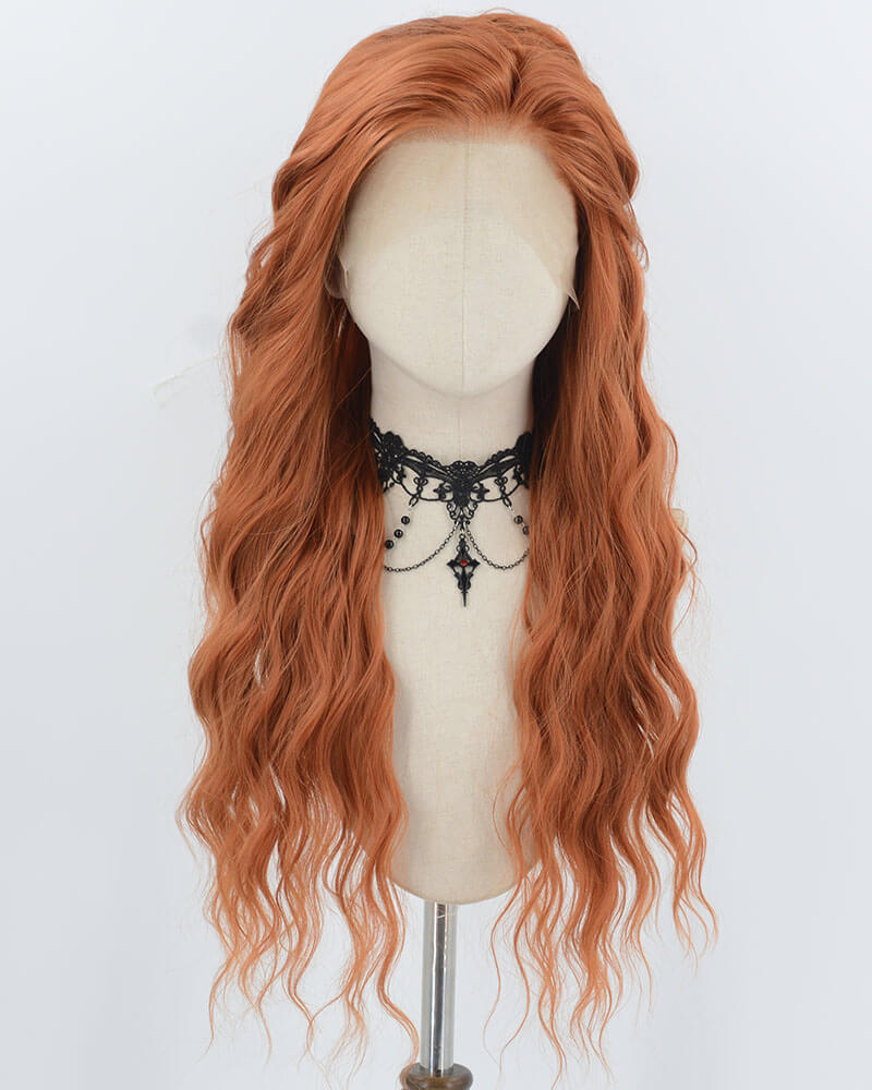 Copper Red Curly Synthetic Lace Front Wig WW976