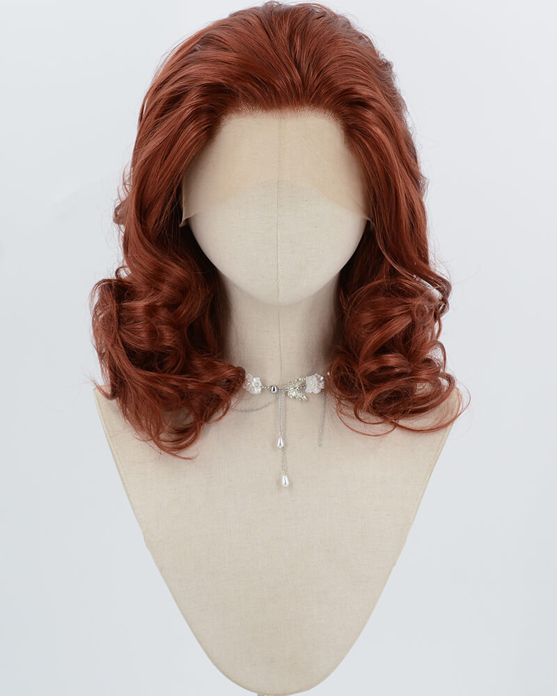 Auburn Red Short Wavy Synthetic Lace Front Wig WW110