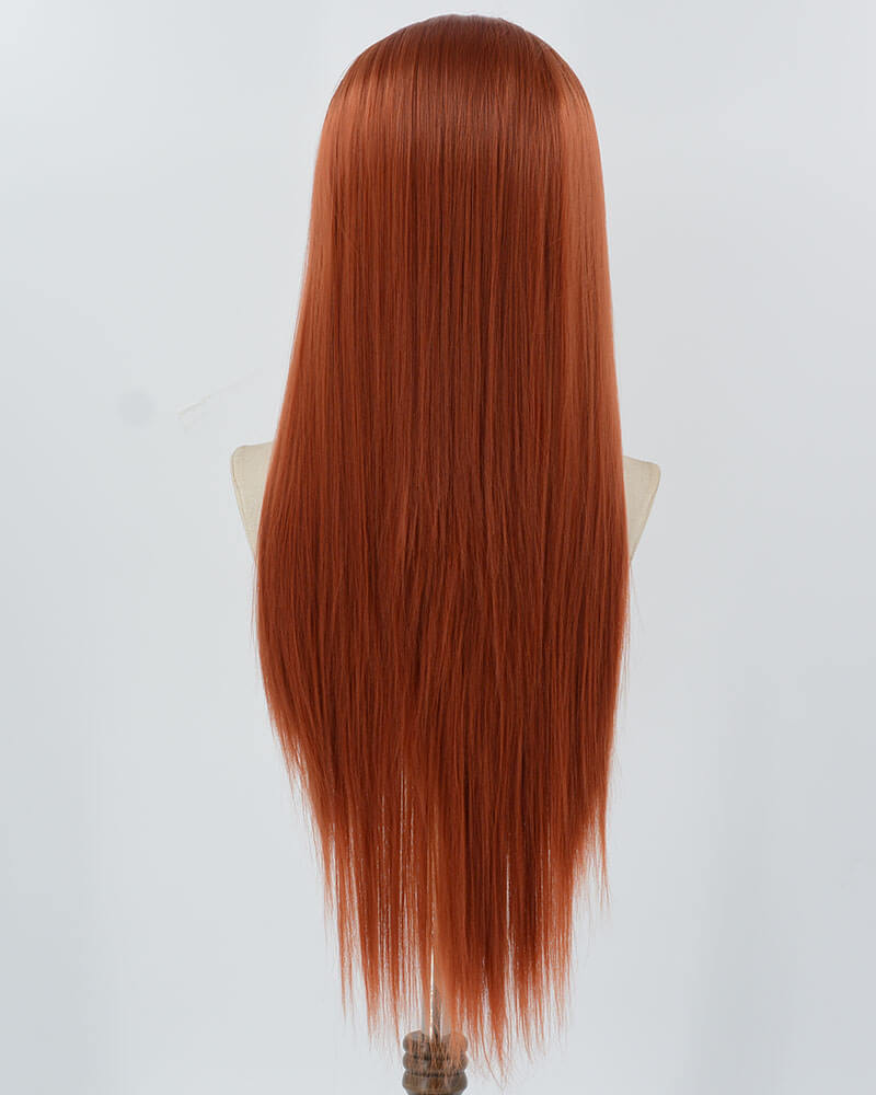 Long Copper Red Synthetic Lace Front Wig WT187