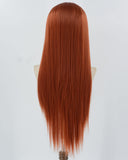 Long Copper Red Synthetic Lace Front Wig WT187