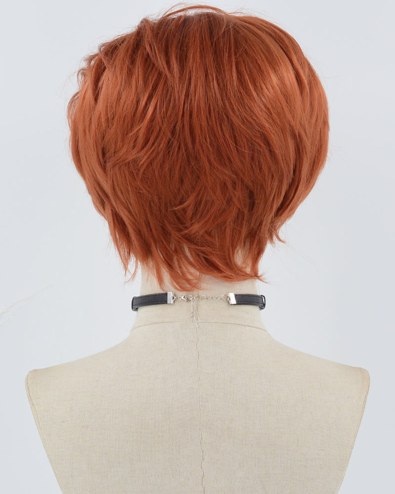 Copper Red Short Synthetic Lace Front Men's Wig MW033
