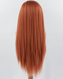 Long Copper Red Yaki Straight Synthetic Lace Front Wig WT028