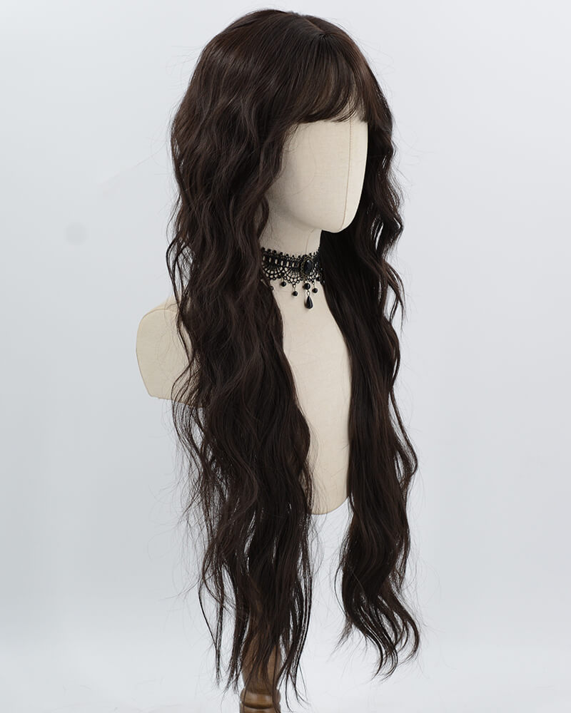 Brown Black Long Curly Synthetic Wig HW799
