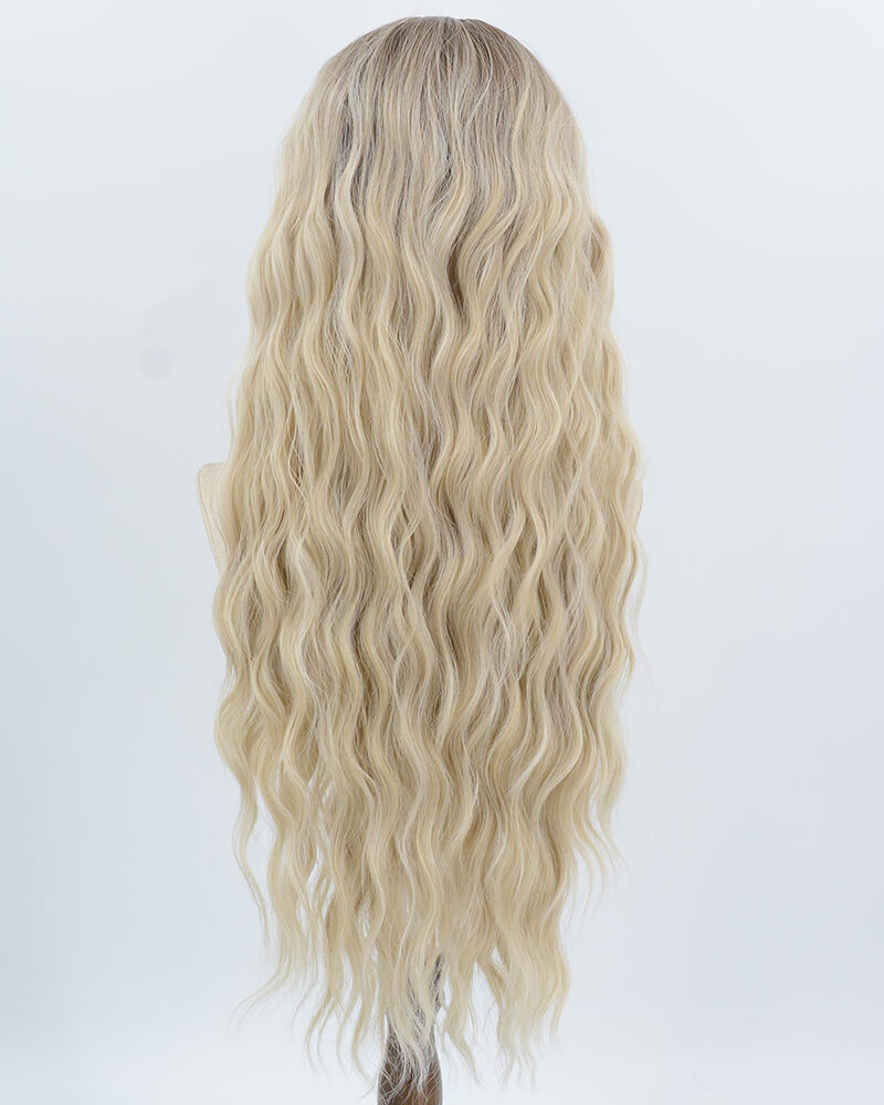 Ombre Blonde Long Curly Synthetic Lace Front Wig WW1010