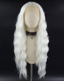 White Long Curly Synthetic Lace Front Wig WW392