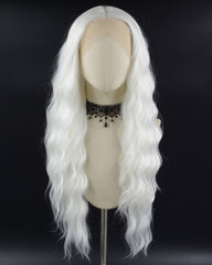 White Long Curly Synthetic Lace Front Wig WW392