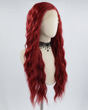 Wine Red Long Curly Synthetic Lace Front Wig WW588