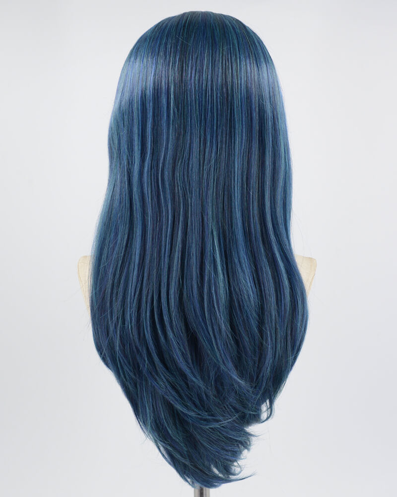 Mixed Dark Blue Synthetic Lace Front Wig WW571
