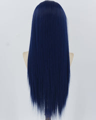 Dark Blue Straight Synthetic Lace Front Men's Wig MW058