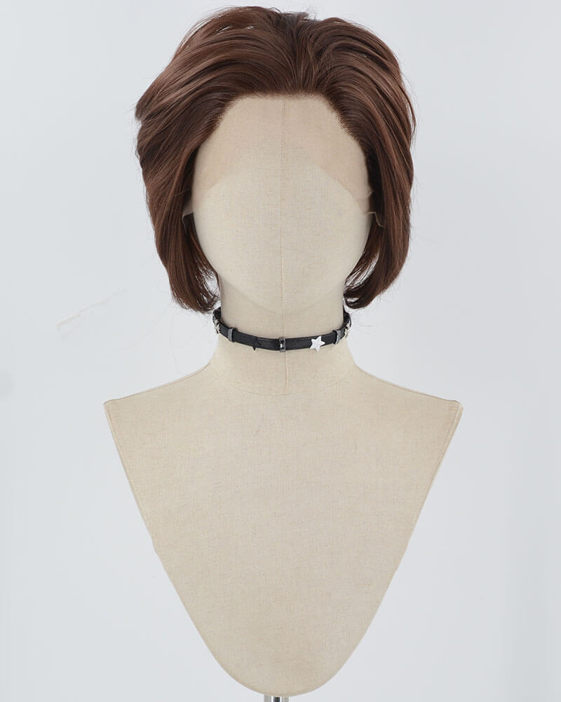 Brown Short Synthetic Lace Front Men's Wig MW027