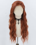 Dark Copper Red Curly Synthetic Lace Front Wig WW977