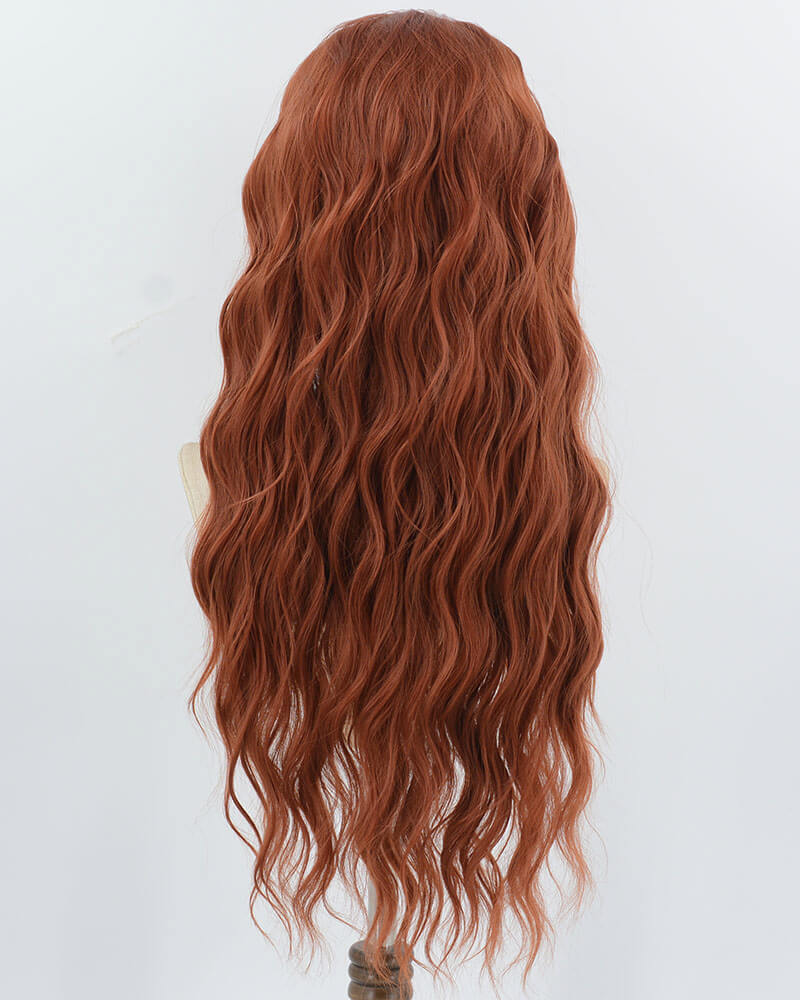 Dark Copper Red Curly Synthetic Lace Front Wig WW977
