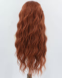 Dark Copper Red Curly Synthetic Lace Front Wig WW977
