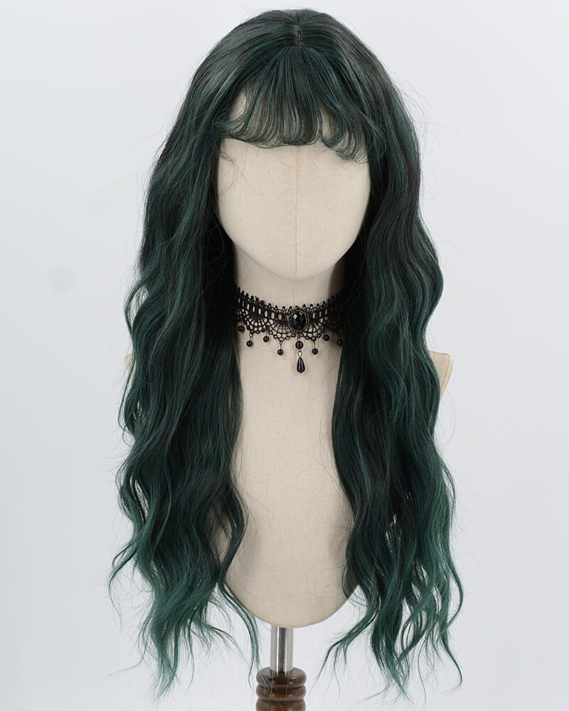 Dark Green Curly Long Synthetic Wig HW780