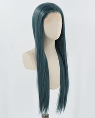 Dark Green Long Straight Synthetic Lace Front Wig WW868