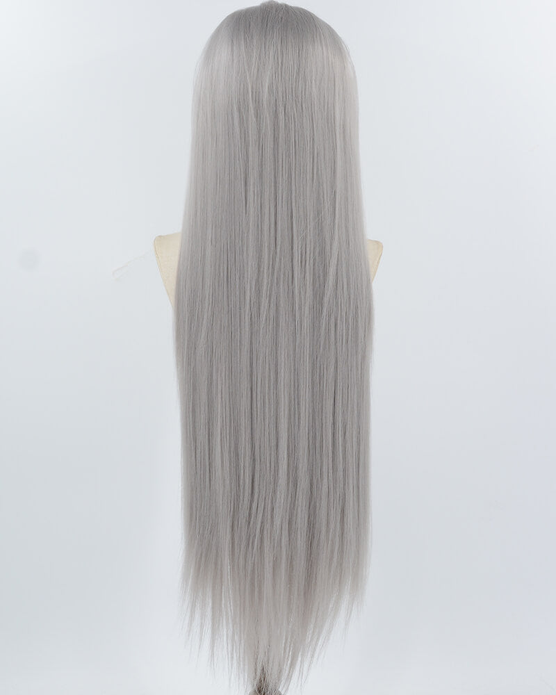 30 Inch Long Dark Grey Synthetic Lace Front Wig WW960