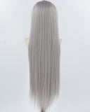 30 Inch Long Dark Grey Synthetic Lace Front Wig WW960