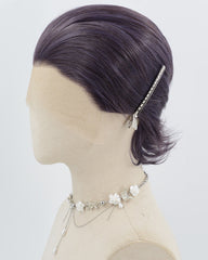 Dark Purple Short Synthetic Lace Front Men's Wig MW041